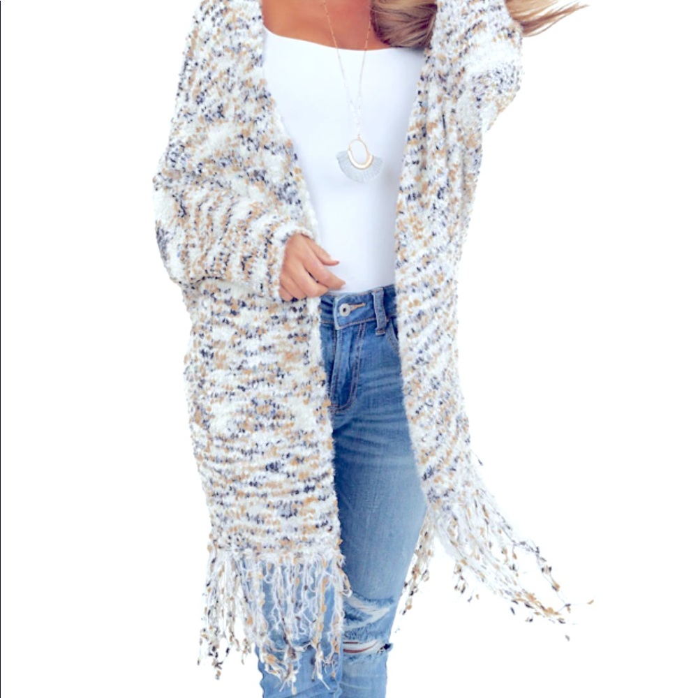 Umgee dolman sleeved fringe sweater